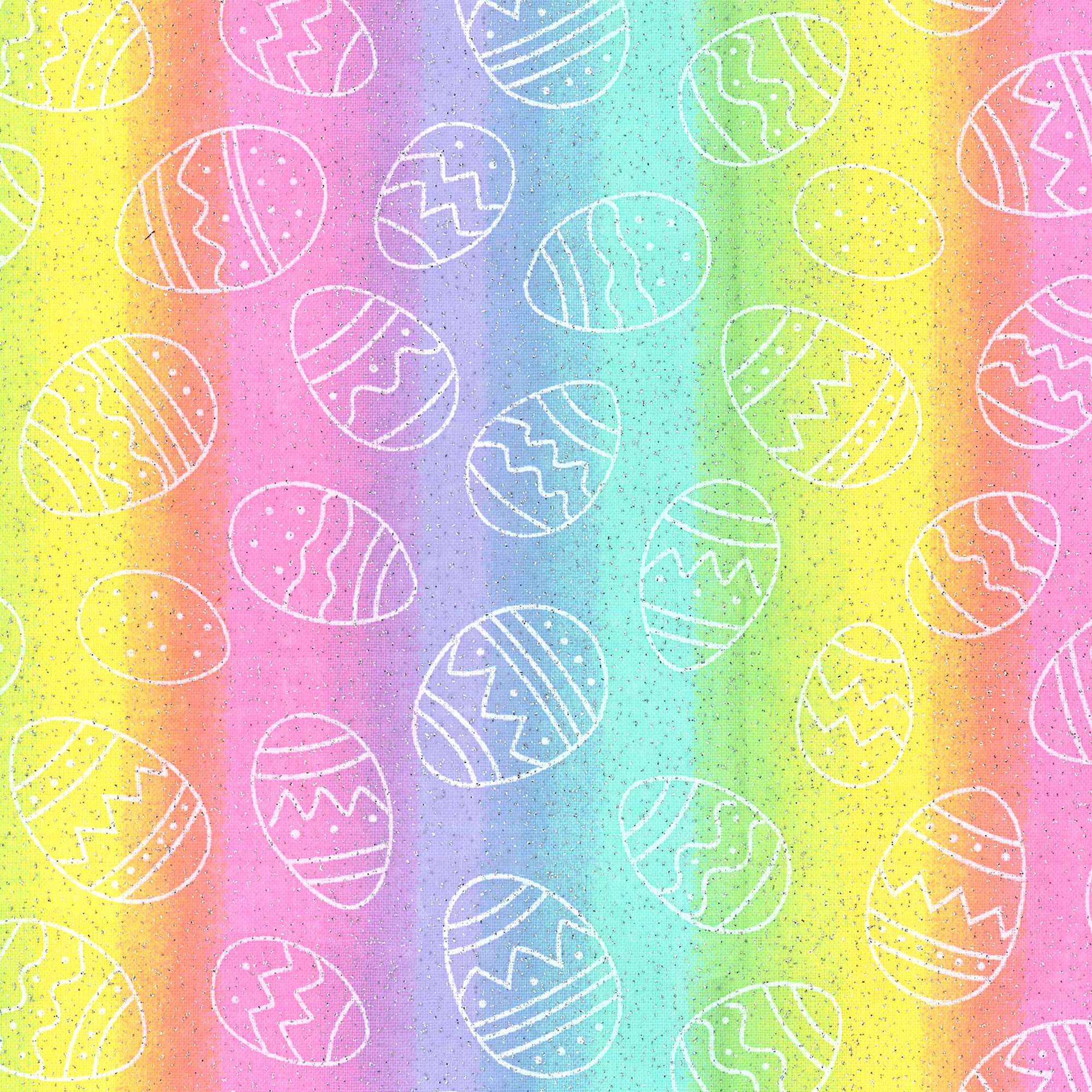 Fabric Traditions Easter Tie Dye Eggs Glitter Cotton Fabric